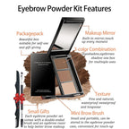 Eyebrow Powder Makeup Kit-3 Colors Eye Brow Powder Palette Long-Lasting Waterproof, Dark/Light Brown Brow Filler, Fill & Sculpt Full Eyebrows For Women, With Mirror, Brow Brush & Razor-Set 02