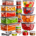 JSCARES 40 PCS Food Storage Containers with Lids Airtight (20 Lids &20 Containers) - Leakproof Meal-Prep Containers for Kitchen Storage Reusable Plastic Microwave/Dishwasher Safe with Labels & Pen