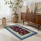 GarveeHome Brown 2x3 Area Rug, Vintage Floral Machine Washable Small Rug, Non Slip TPR Backing, Soft Entryway Mat for Kitchen Bathroom Bedroom Nursery