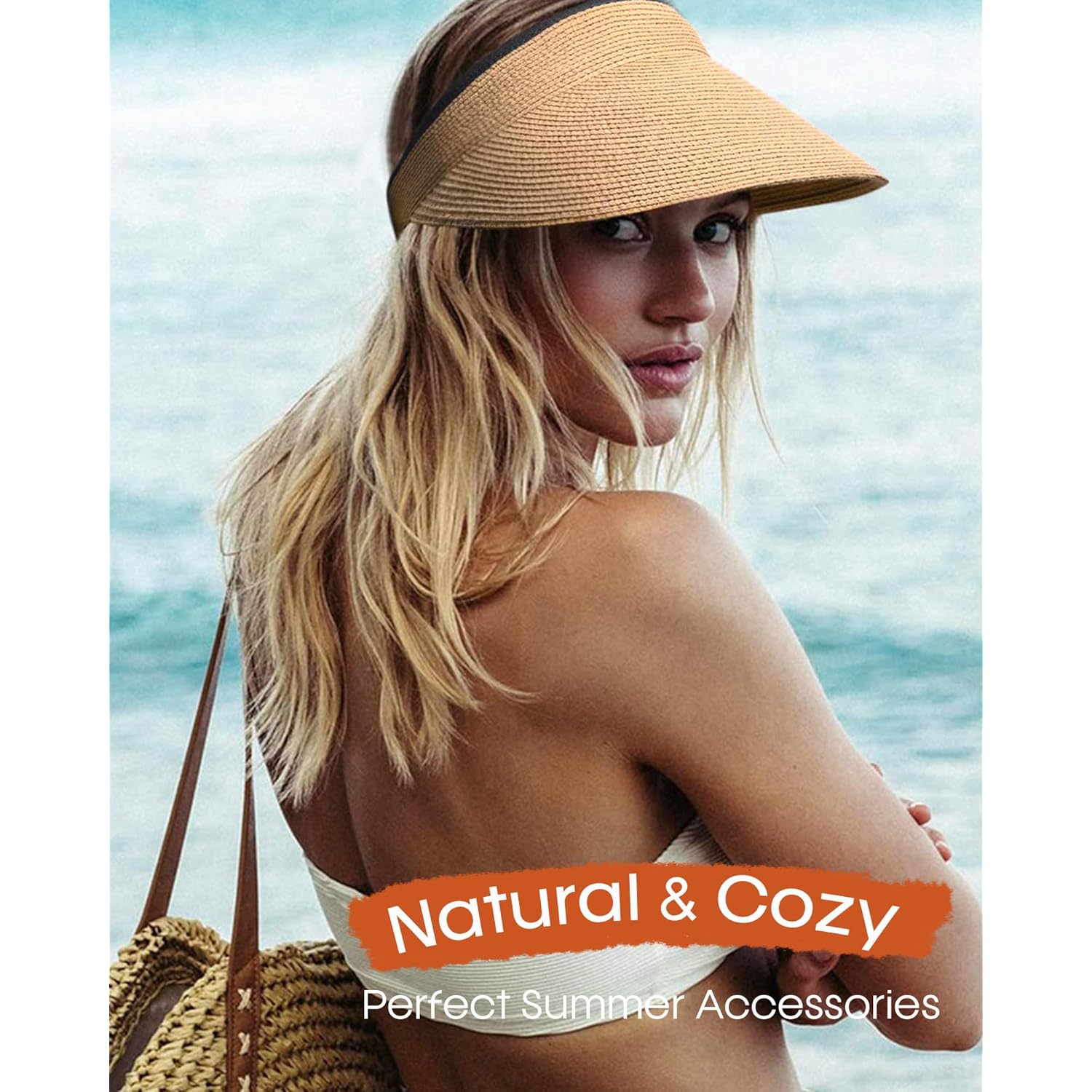 FURTALK Womens Sun Visor Hat Straw Sun Visors for Women Summer Packable Ponytail Beach Hats for Women Travel UPF 80+