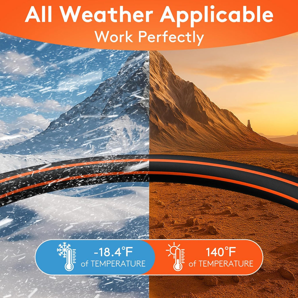 10Ft Flexible Garden Hose, No-Kink Rubber Water Hose, W.P. 200 Psi | Freeze & Wear Resistant Hose With 3/4" Ght Male/Female Fittings, 600 Psi Burst Strength For Outdoor Watering