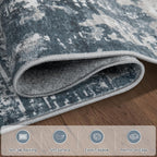 8X10 Area Rugs For Living Room Rug Washable: Modern Large Rug For Dining Room Bedroom Carpet Non Slip 8 By 10 Indoor Abstract Nursery Home Office Blue Grey