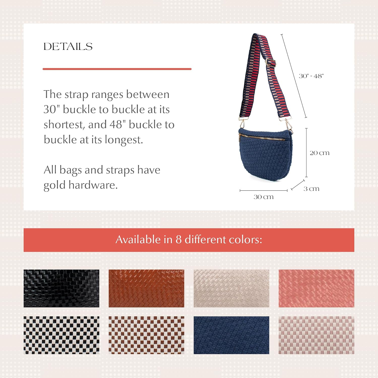 The Fiona | Woven Bum Bag | Stylish Woven Crossbody Bag | Adjustable Strap For Travel Festivals & Everyday