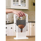 Hoan Bagel Biter Slicer and Cutter with Safety Shield - Serrated Blade Cuts Bagels, Muffins, Buns and Rolls - Dishwasher Safe Bagel Guillotine, 9.25 Inches Tall, White