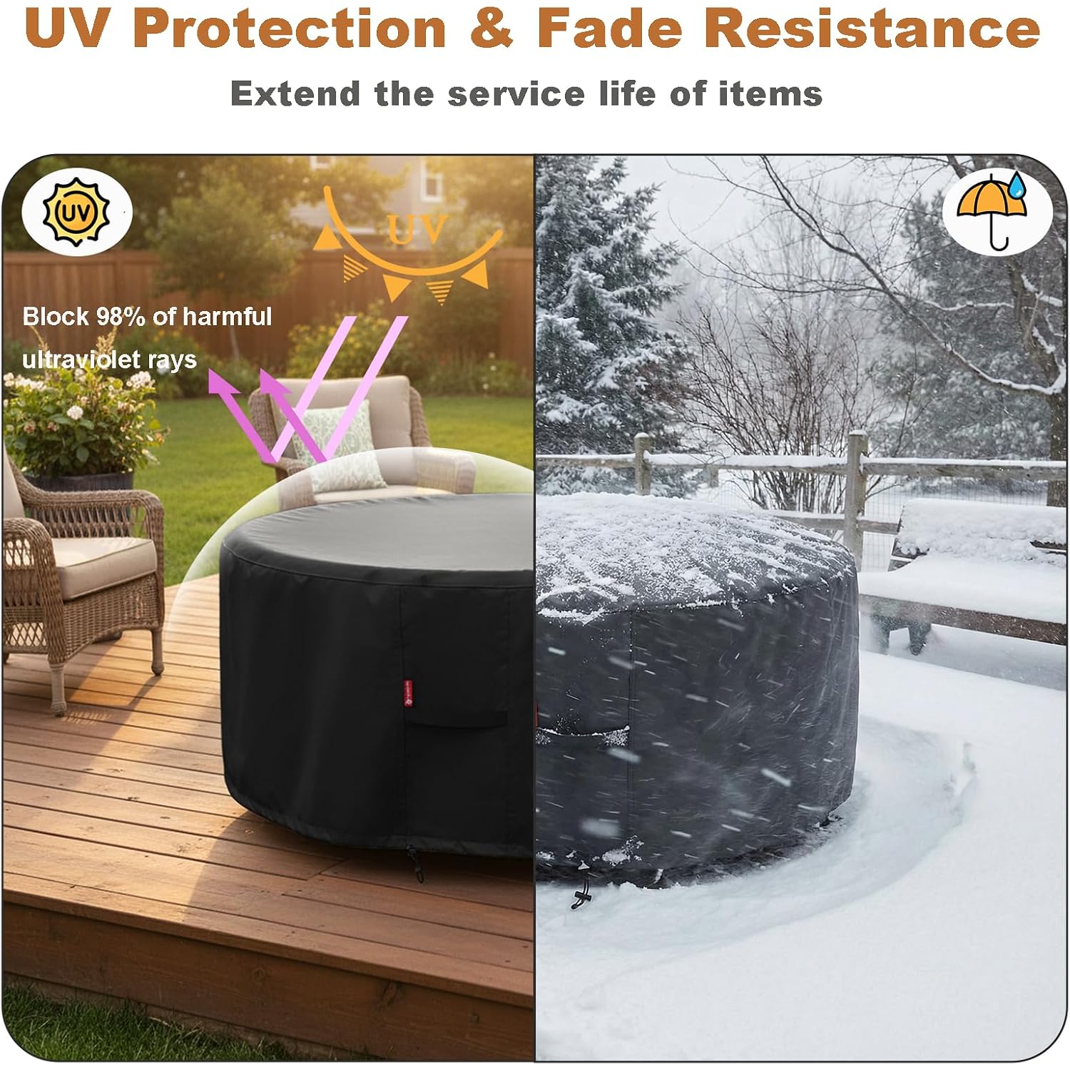 Fire Pit Cover 36"Dia X 24"H,Waterproof Heavy Duty 600D Polyester