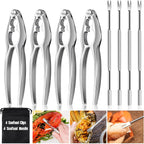 8 Pcs Crab Lobster Crackers And Picks Set, Crab Leg Cracker Tools, Seafood Crackers & Nut Cracker Set, Crab Eating Tool For Boil Supplies