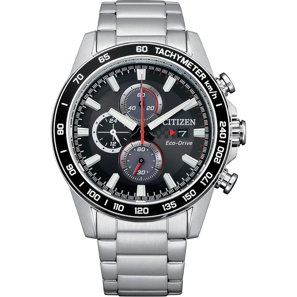 Citizen Men'S Sport Casual Brycen Eco-Drive Chronograph Stainless Steel Watch, 12/24 Hour Time, Date, Tachymeter, 100 Meters Water Resistant, Spherical Mineral Crystal, Weekender