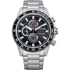 Citizen Men'S Sport Casual Brycen Eco-Drive Chronograph Stainless Steel Watch, 12/24 Hour Time, Date, Tachymeter, 100 Meters Water Resistant, Spherical Mineral Crystal, Weekender