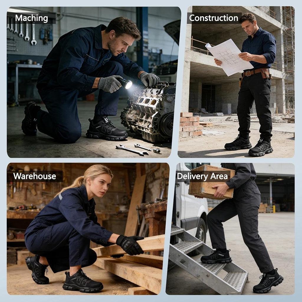 Steel Toe Shoes For Men Women Work Sneakers Safety Shoes Indestructible Comfortable Lightweight Breathable Safety Puncture Proof Shoes For Constructions