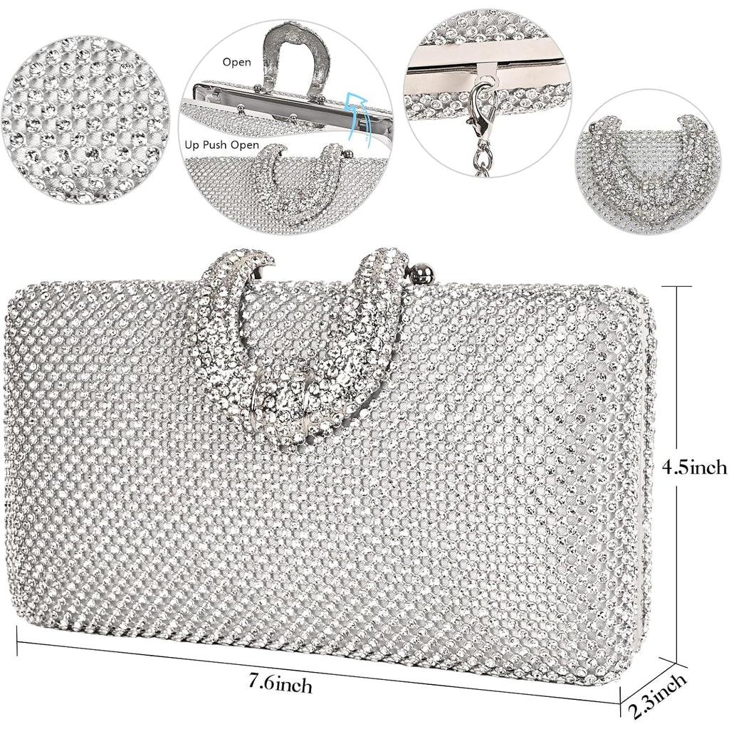 Sparkly Rhinestone Crystal Clutch For Wedding Party Dressy Handbag Formal Party Evening Bag For Women