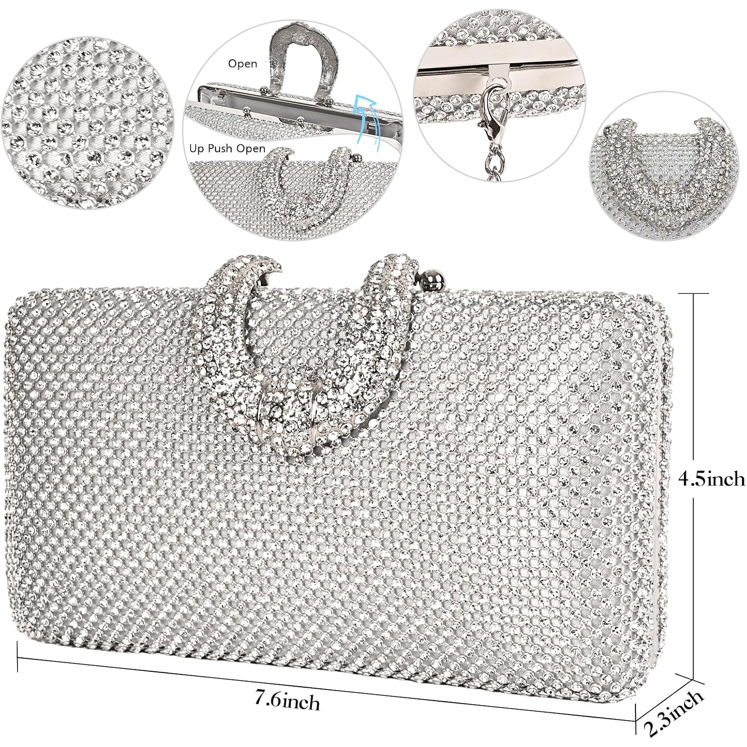 Sparkly Rhinestone Crystal Clutch For Wedding Party Dressy Handbag Formal Party Evening Bag For Women