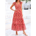 Prettygarden Women'S Summer Tulle Midi Dress Sleeveless Smocked Ruffle Flowy Mesh Dresses Party Wedding Guest Sundress