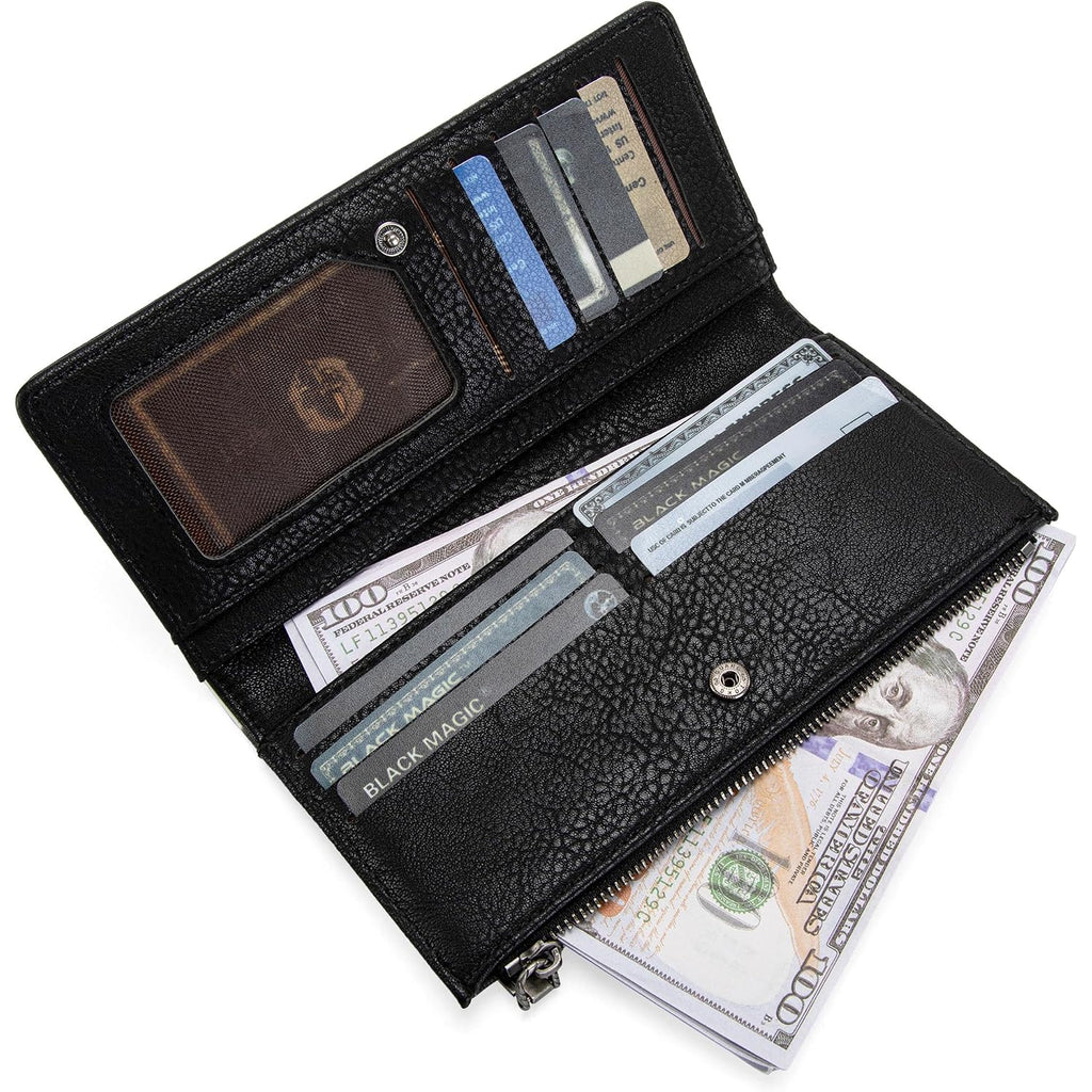 Montana West Wrangler Cow Print Bifold Wallet Women'S Wallets, Card Cases & Money Organizers Women Credit Card Wallet For Ladies Female Cash Wallett Black Wallets With Smooth Zipper