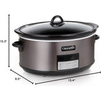 Crock-Pot Large 8-Quart Programmable Slow Cooker with Auto Warm Setting Black Stainless Steel