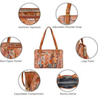 Anuschka Women’S Hand-Painted Genuine Leather Expandable Shopper Tote - Floral Passion