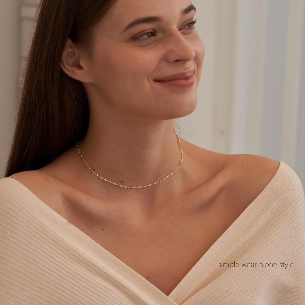 NECOCY Layered Gold Necklaces for Women, Dainty Layered Necklace 14k Gold Plated/Silver Cubic Zirconia Necklace Stack, Simple CZ Jewelry Trendy Gifts for Women