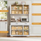 Hostack 71"H Kitchen Pantry Storage Cabinet, Farmhouse Hutch Cabinet, White | Space-Saving Pantry Cabinet With Charging Station & 2 Large Drawers & Adjustable Shelves, Tall Kitchen Hutch For Dining Room