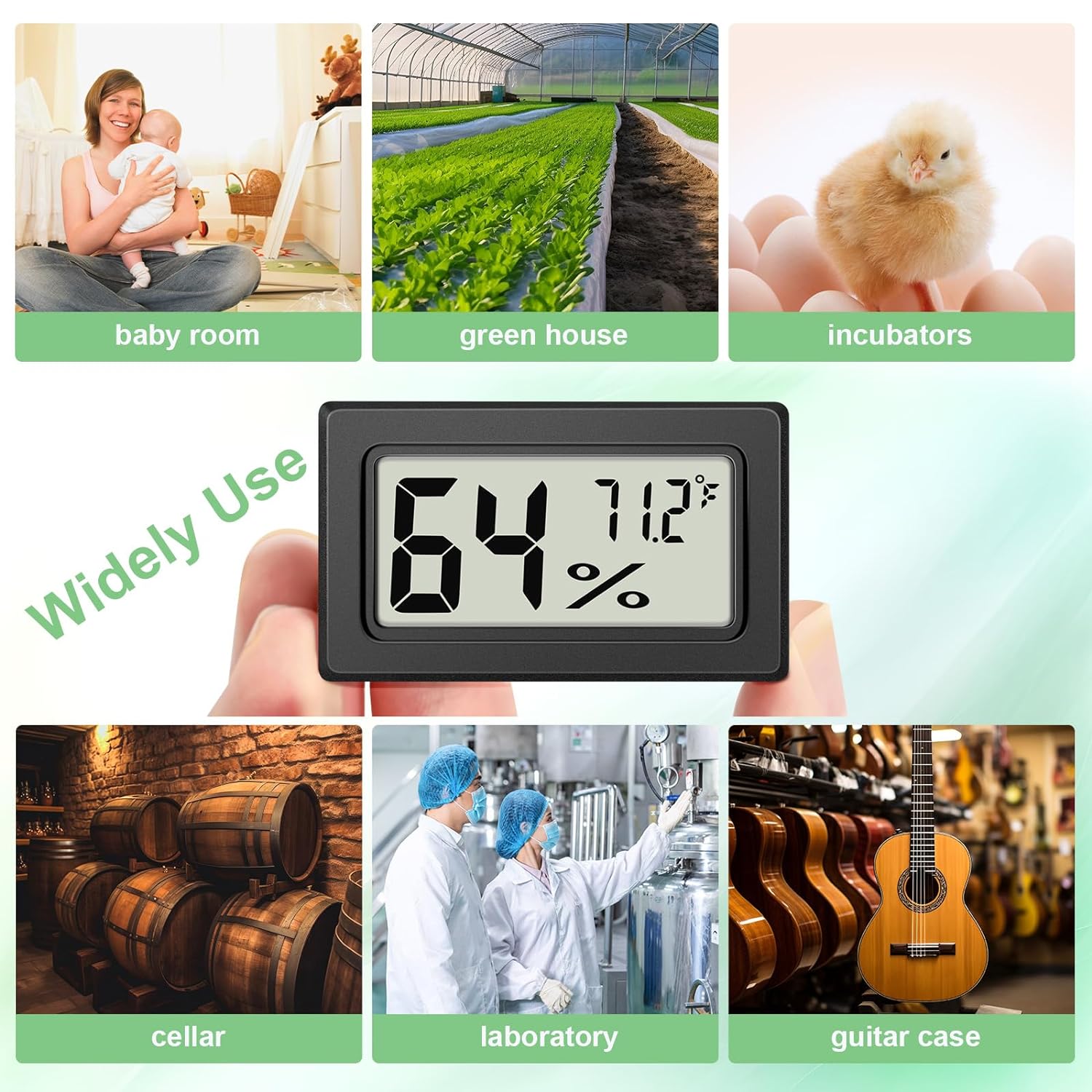 6-Pack Mini Hygrometer Indoor Humidity Meter, Mini Digital Thermometer Humidity Gauge Meter, Indoor Thermometer Hygrometer Monitor Fahrenheit (℉) For Reptile Thermostat, Jars Reptile, Fridge