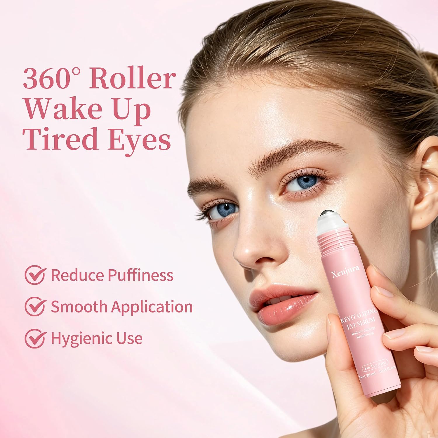 Retinol & Caffeine Under Eye Roller Serum | Xenjura Cooling Eye Cream For Puffy Eyes & Dark Circles | Anti Aging Wrinkle Remover For Fine Lines | Vegan Skincare (20Ml / 0.7 Fl Oz)