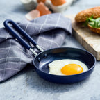 Blue Diamond Mini Egg Frying Pan Skillet, Diamond Infused Healthy Ceramic Nonstick, Pfas And Pfoa-Free, Dishwasher And Oven Safe, Even Heating, Metal Utensil Safe, Warp Control Base, Blue