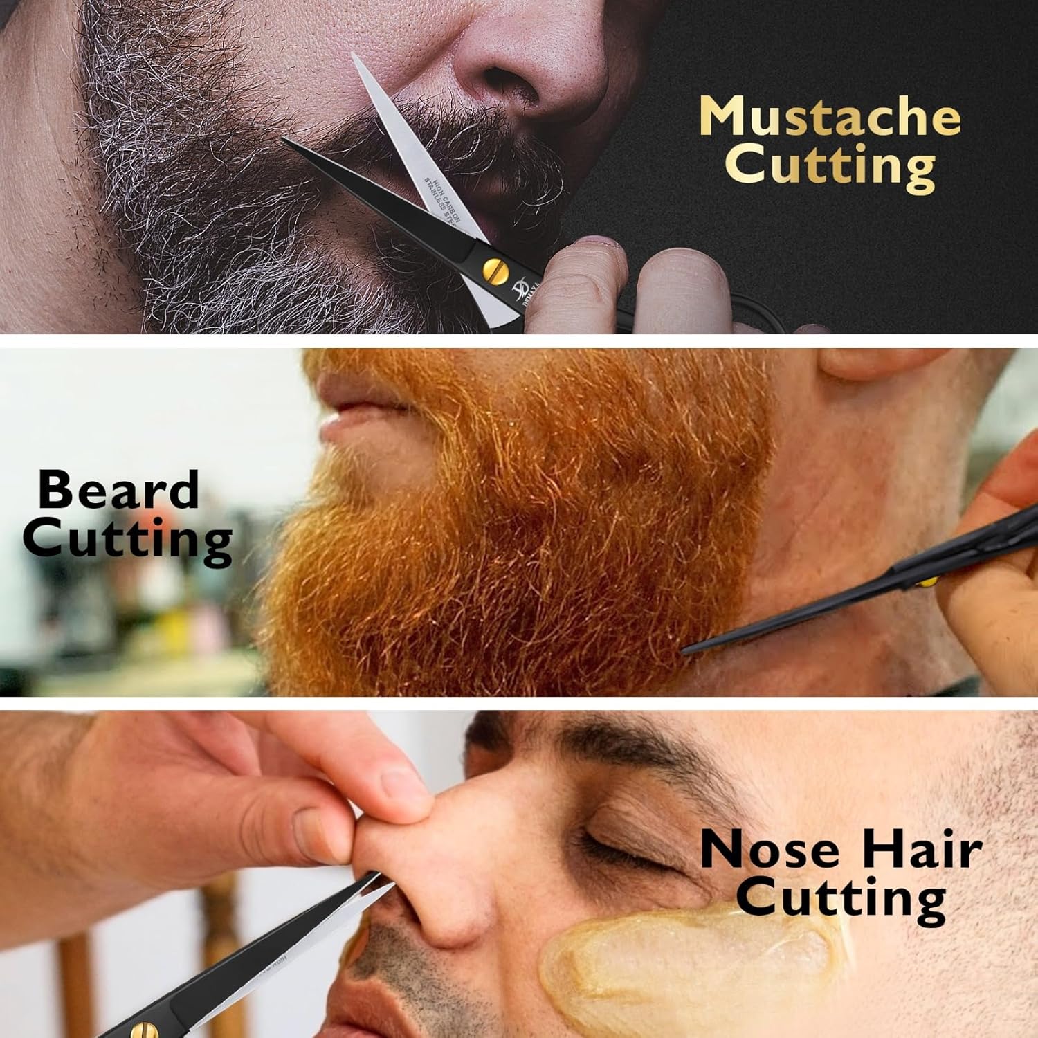 DEMAXA 5" Professional Beard Scissors for men Mustache Scissors with 1 Mustache Comb, 1 Beard Comb & Soft Pouch – Prefect Beard shears mustache kit for All Facial Hair – moustache Grooming kit for Men