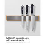 Larhn Magnetic Knife Holder For Wall Or Fridge - No-Drill Bamboo Knife Magnetic Strip, 16″ - Renter Friendly