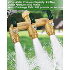 3 Way Hose Splitter, Heavy Duty Full Flow Garden Water Hose Bib Spigot Splitter, Brass Rust And Freeze Resistant Outdoor Faucet Splitter, T Adapter Connector With 3/4 - Inch Ght Thread （Green）