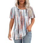 Womens T Shirts Short Sleeve Tops Dressy Casual Blouses Spring Summer Outfits Flowy Pleated Front Scooped Neck