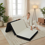 Foldable Mattress Twin Memory Foam Tri Folding Pad Washable, 75X38X4" White
