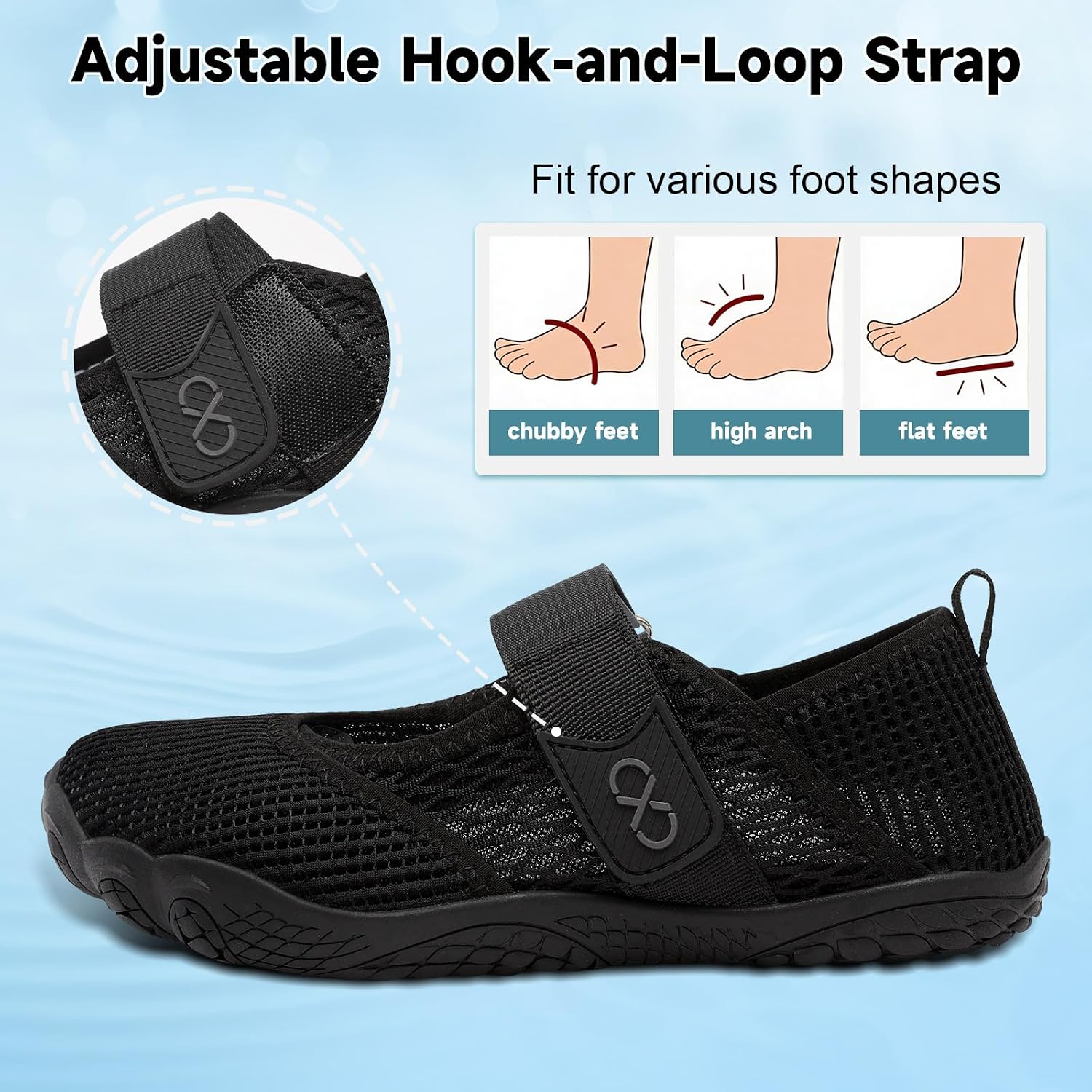 Xihalook Water Shoes For Women Wide Toe Minimalist Barefoot Quick-Dry For Beach Swim Pool Surf Yoga Womens Adjustable Walking Shoes