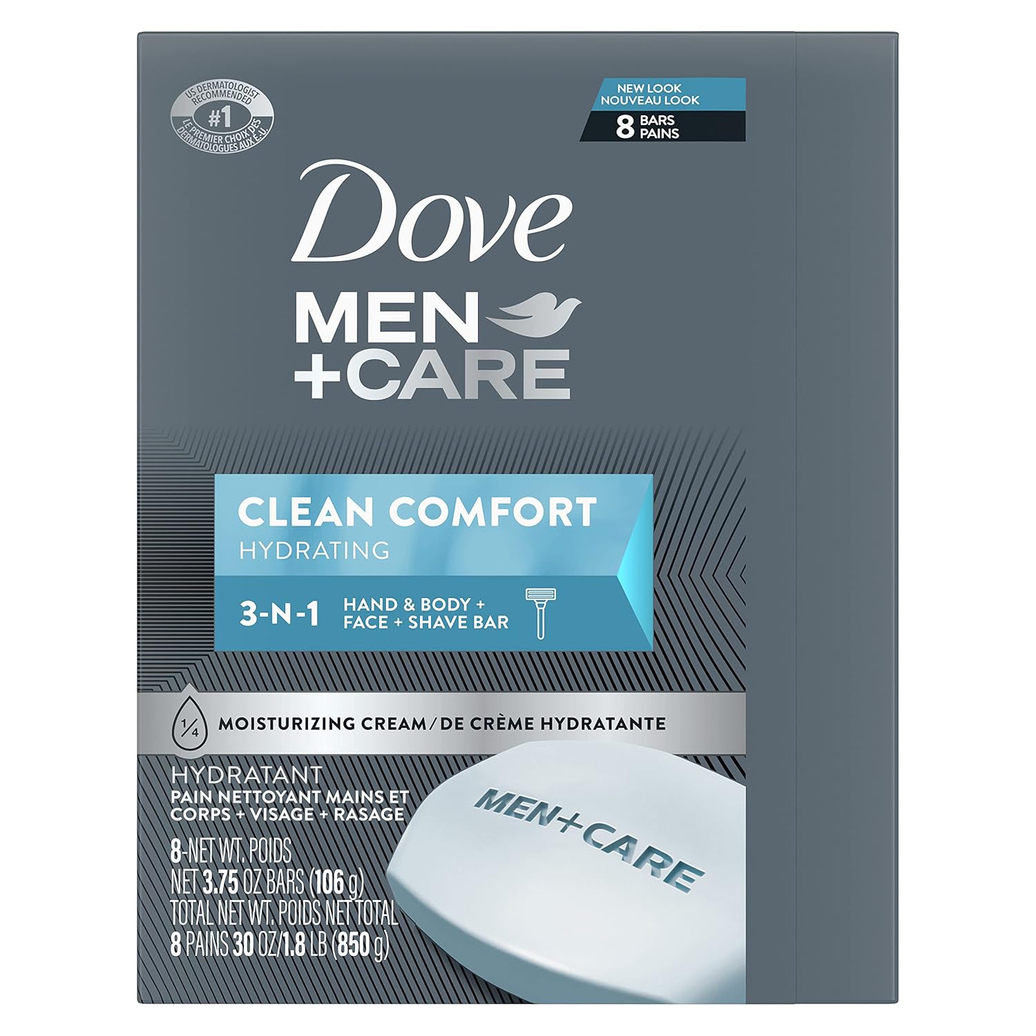Dove Men + Care Body And Face Bar To Clean And Hydrate Skin Body And Facial Cleanser More Moisturizing Than Bar Soap 3.75 Oz 8 Bars
