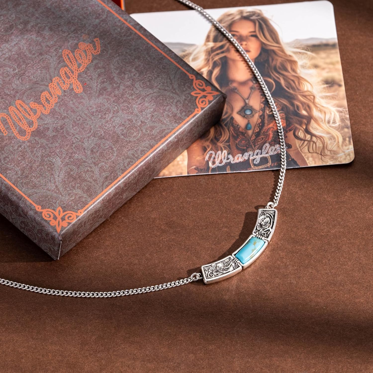 Montana West Wrangler Couture Turquoise Jewelry for Women, Western Jewelry Pendant Necklace, Cowgirl Vintage Western Necklace