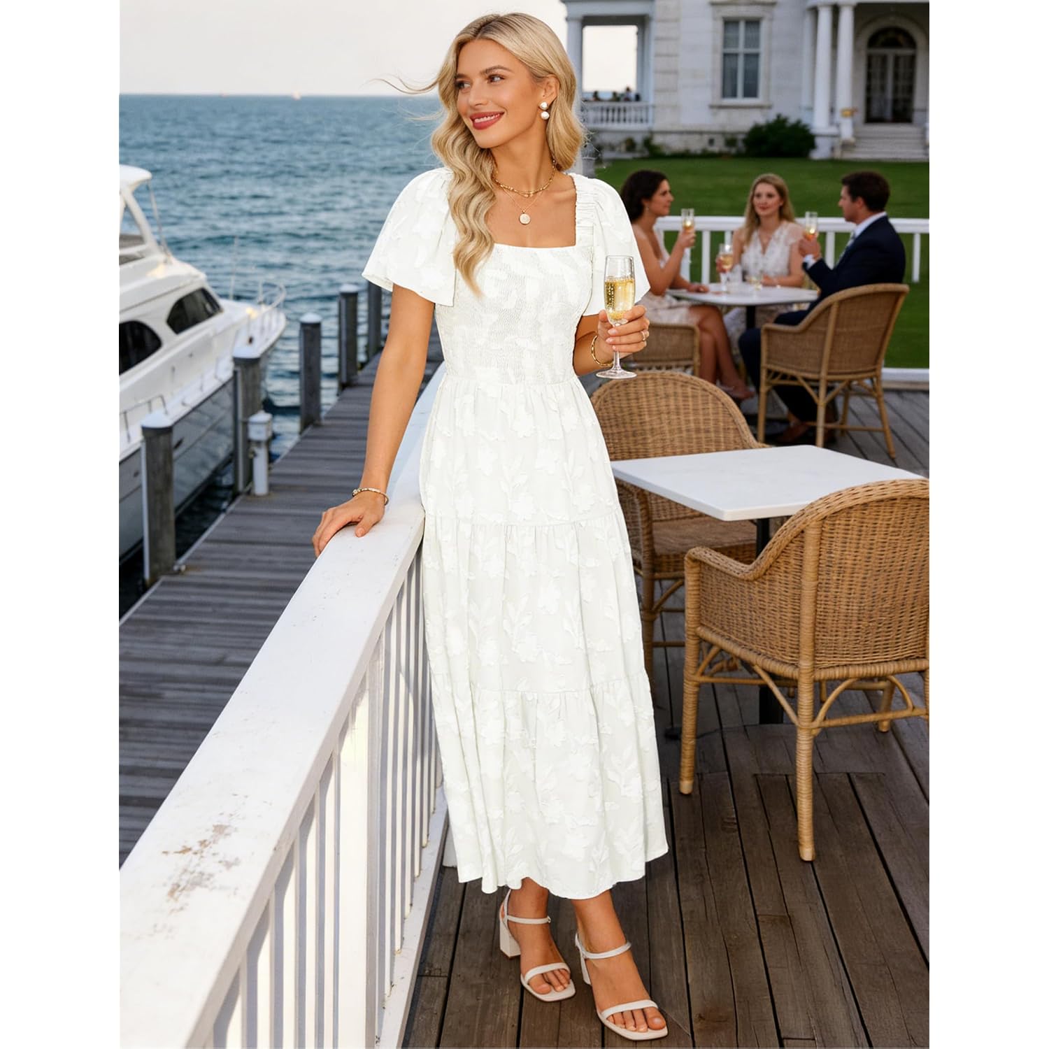 Zesica Wedding Guest Dresses For Women Summer 2026 Boho Floral Midi Dress Flowy Beach Vacation Graduation Long Dresses