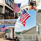 5 Ft Flag Pole For Outside House, 1" Stainless Steel Flag Pole Kit With 2-Position Flagpole Holder Bracket & 360° Spinning Metal Flag Ring Clips, Outdoor Porch Wall Mounted For 3X5 Flag (5 Ft, Silver)