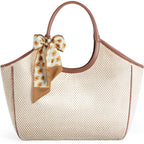 Large Straw Tote With Raffia Weaving, Sand-Resistant Shoulder Beach Bag, For Summer Vacation And Travel