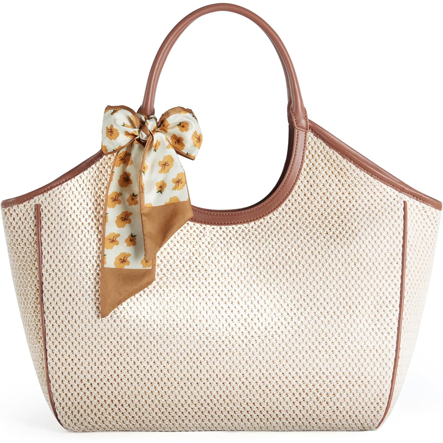Large Straw Tote With Raffia Weaving, Sand-Resistant Shoulder Beach Bag, For Summer Vacation And Travel