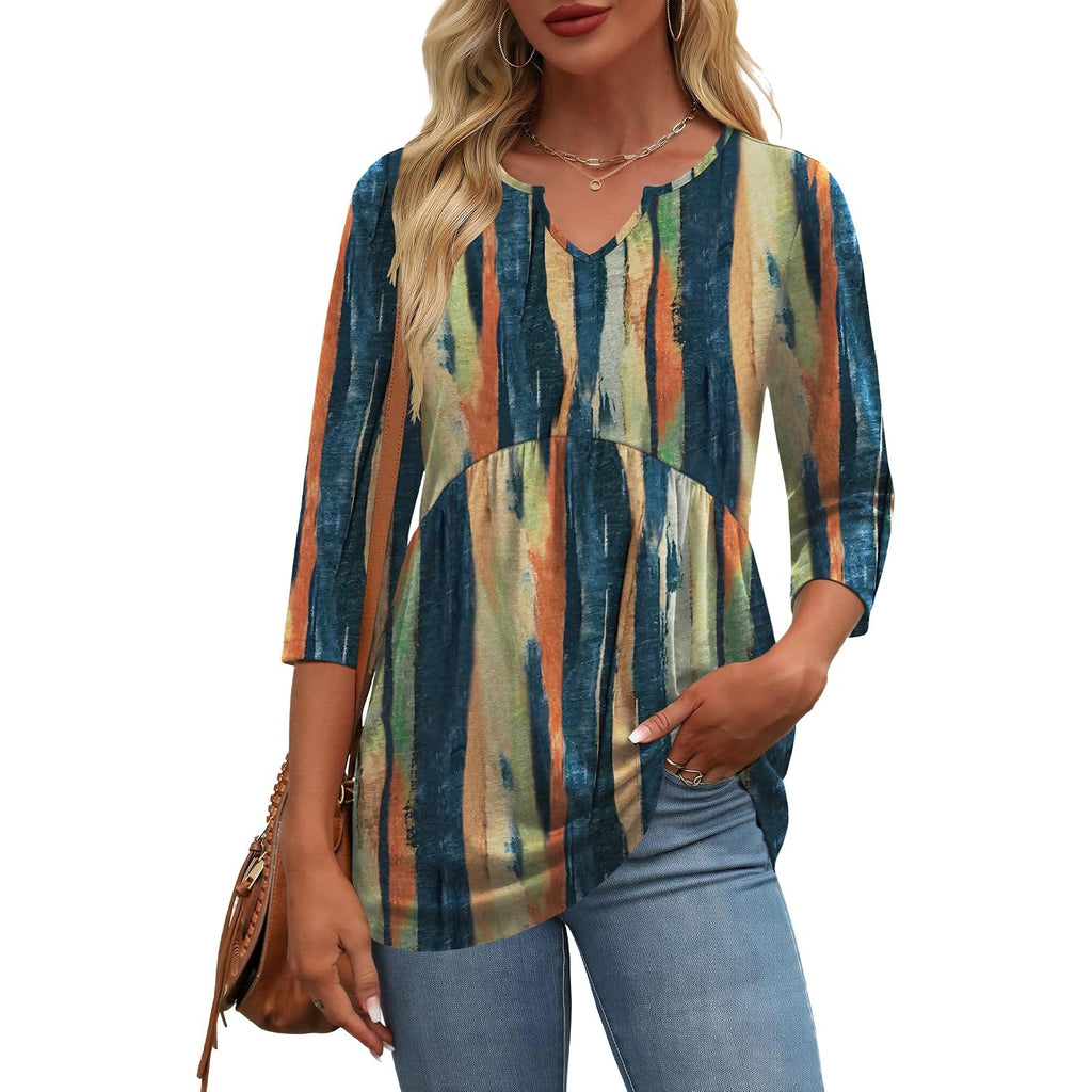 Zeagoo 3/4 Length Sleeve Womens Tops 2026 Blouses For Women Dressy Casual Fashion Clothing V Neck T-Shirts Summer Outfits