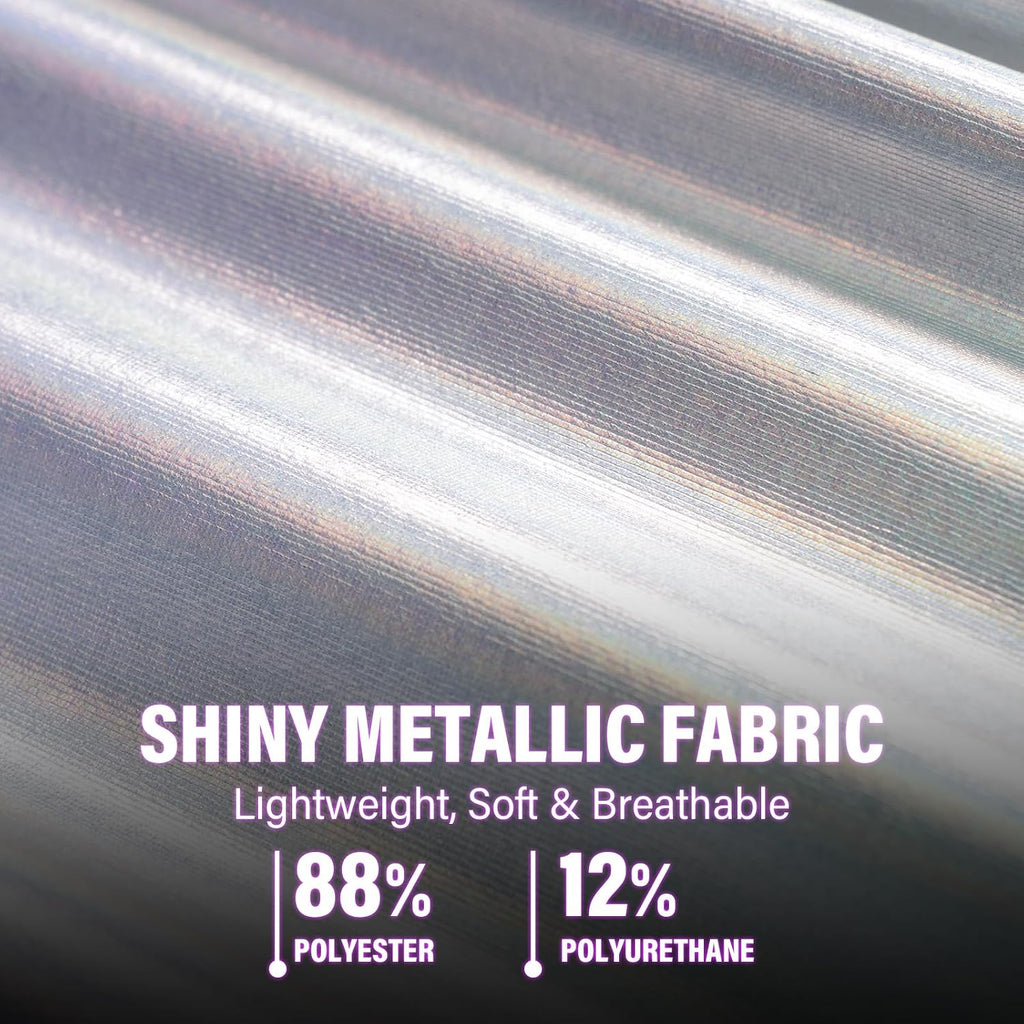 Amy Coulee Mens Metallic Shorts 5" Shiny Holographic Disco Shorts Outfit Sparkly Rave Hot Drawstring Shorts