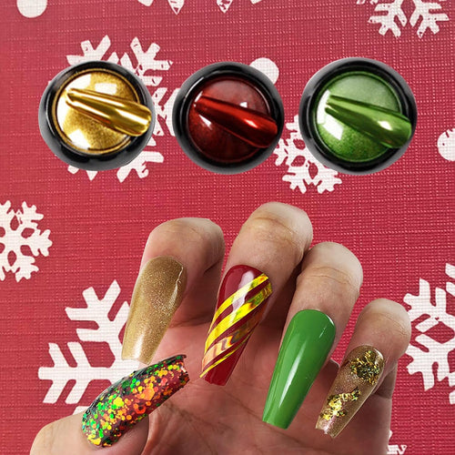 10 Boxes Mirror Nail Art Glitter Powder Holographic Metallic Gold Sliver Dust Sequins UV Gel Nail Chrome Powder for Nails Decoration, Multicolored Gold Chrome Nail Powder