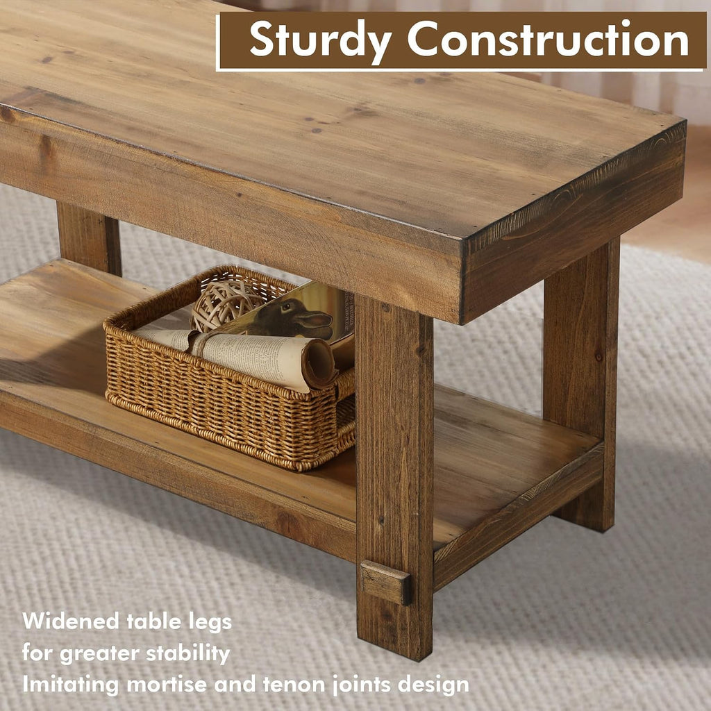 Solid Wood Entryway Bench - 31.5" Farmhouse Small Storage Benches, Narrow Bench Seat For Indoor, Entryway, Dining Room, Living Room And Hallway, Rustic Natural