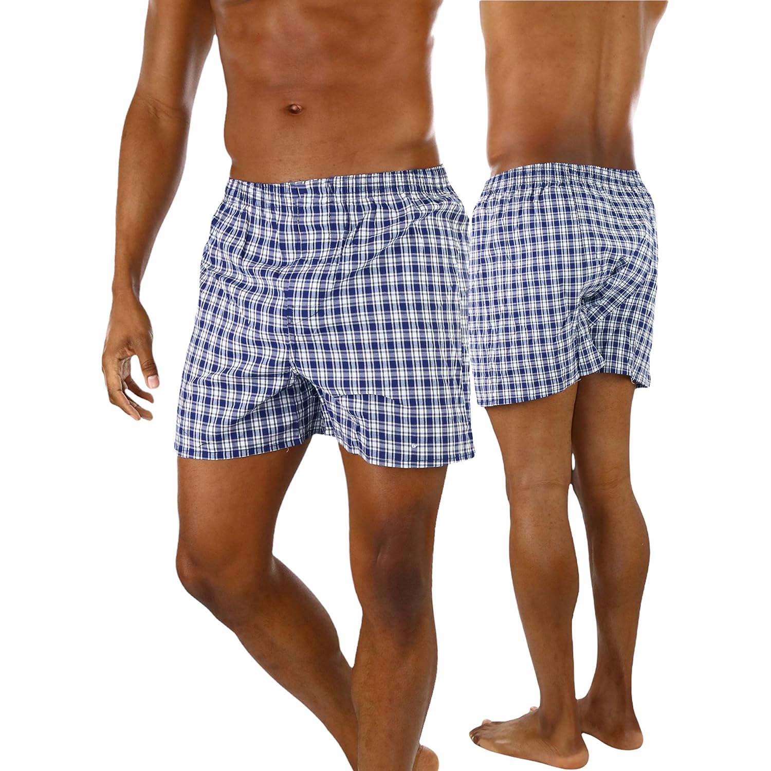 Tobeinstyle Men'S Pack Of 3 Or 6 Button Fly Loose Fit Tartan Plaid Boxer Shorts