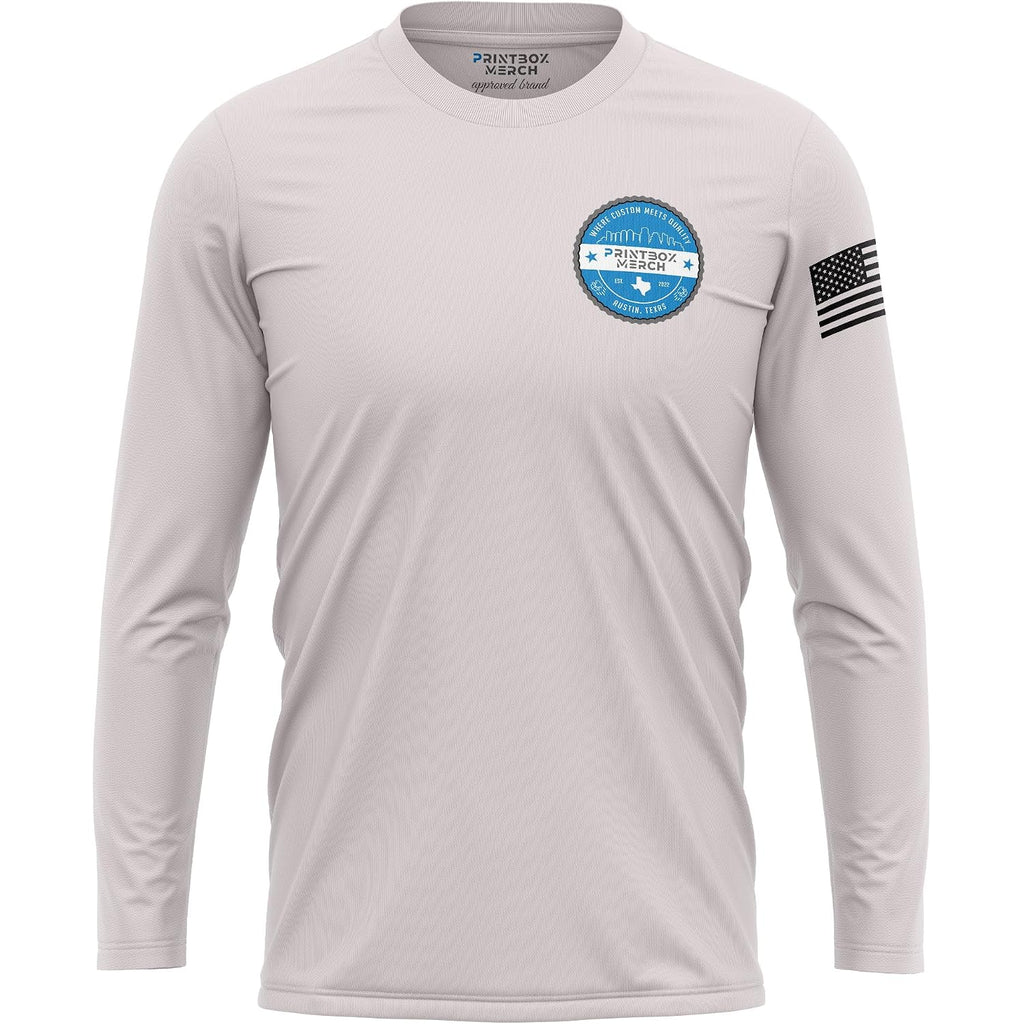 Custom Dry Fit Long Sleeve Shirts For Men, Add Your Logo Front & Back Printing, Customized Moisture Wicking Sun Protection Uv Construction Landscaping Workwear T-Shirts Black