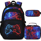 Boys Backpack For School, 3Pcs Cool Luminous Gamer Backpack For Boys With Lunch Box Pencil Case, Kids Backpacks Bookbag For Teen Boy Elementary Middle High School With Usb Charging Port