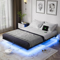 Olevs Floating Bed Frame Queen Size With Smart Led Lights And Charging Station - Modern Metal Platform Bed, Easy Assembly No Box Spring Needed