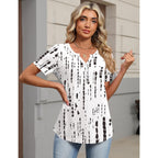 TCOT Women's Tops Dressy Casual Summer Blouses Short Sleeve Button V Neck Spring Tee Shirts