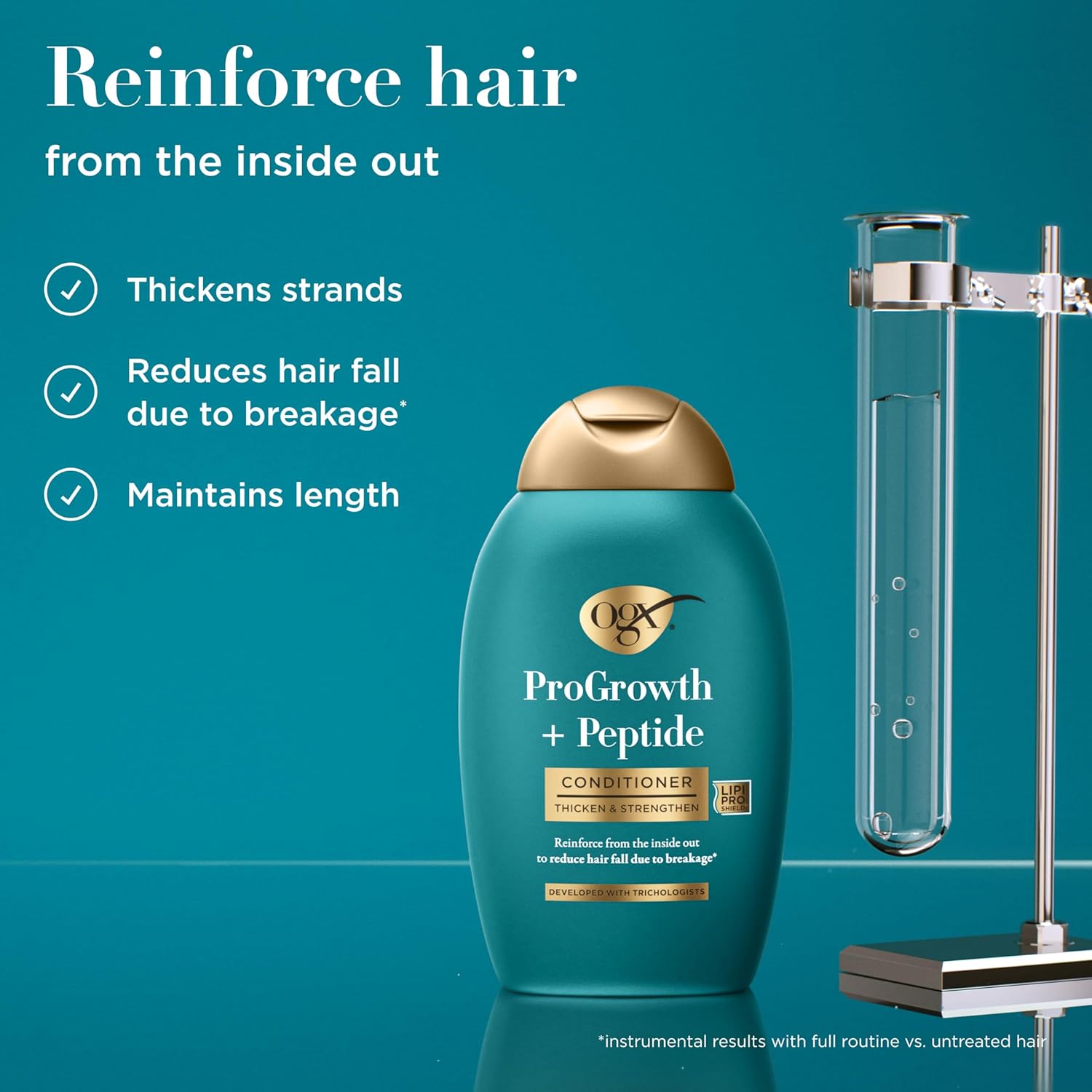 OGX ProGrowth + Peptide Conditioner, Thickening Conditioner Moisturizes, Reinforces and Strengthens Hair to Reduce Hair Fall Due to Breakage*, 13 fl. oz