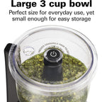 Hamilton Beach Electric Vegetable Chopper & Mini Food Processor, 3-Cup, 350 Watts, for Dicing, Mincing, and Puree, Black (72850)