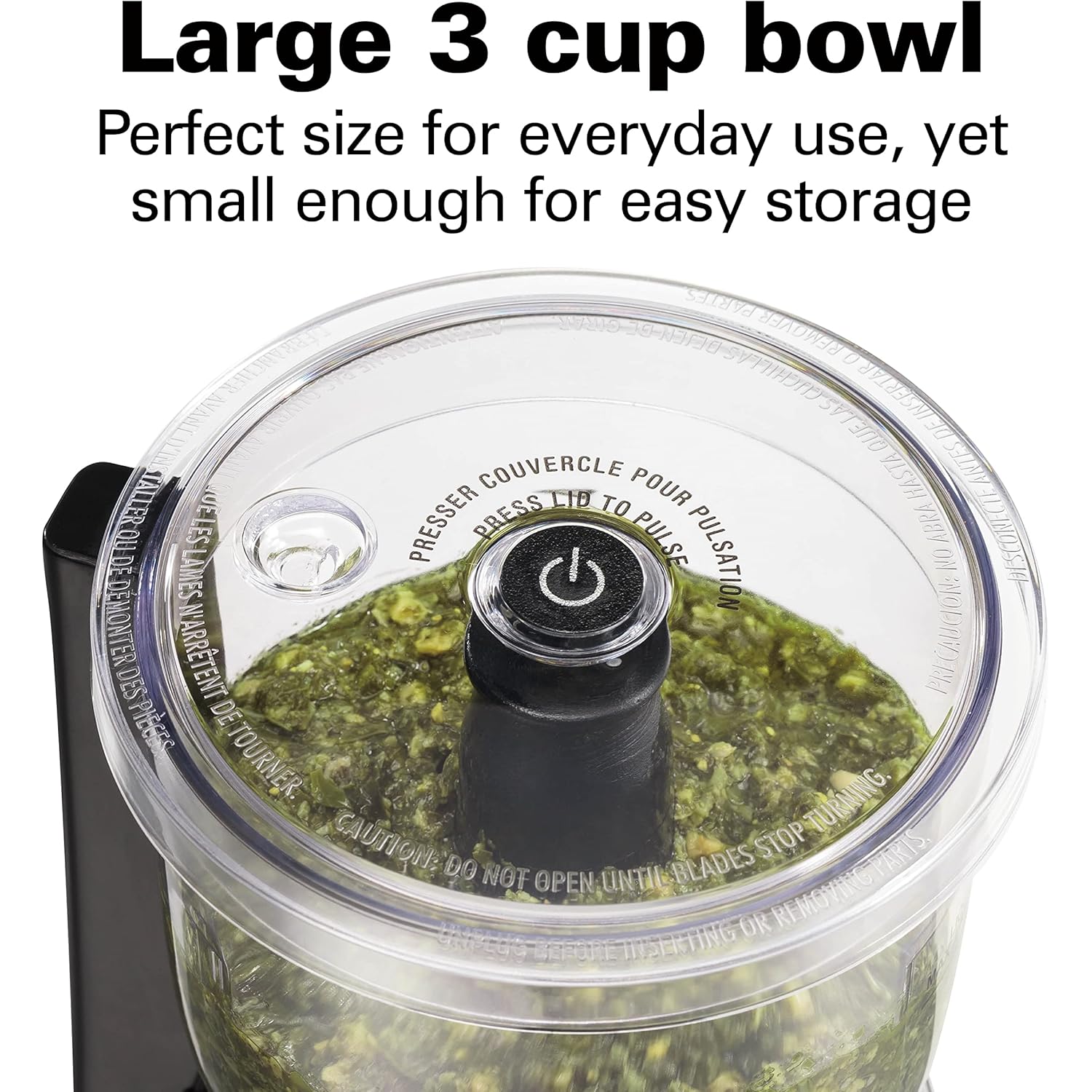 Hamilton Beach Electric Vegetable Chopper & Mini Food Processor, 3-Cup, 350 Watts, for Dicing, Mincing, and Puree, Black (72850)