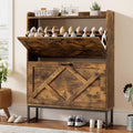 Nicetree Shoe Cabinet Organizer with 2 Flip Drawers, Freestanding Narrow Rack with Metal Legs, Farmhouse Slim Shoe Storage for Entryway, Foyer, Hallway, Rustic Brown