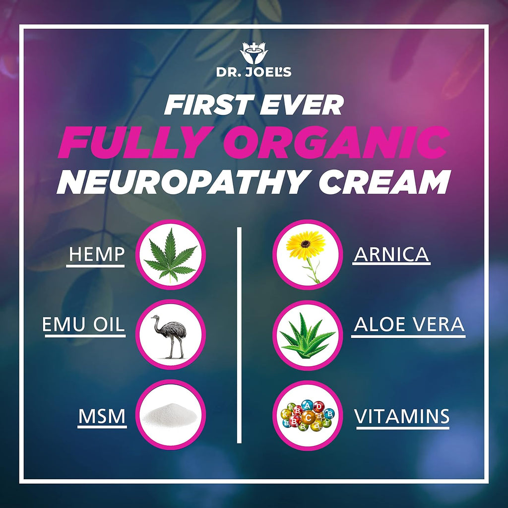 Dr. JOEL'S Neuropathy Nerve Relief Cream - Organic Neuropathy Support Cream for Feet, Hands, Legs and Toes - 4 OZ Value Pack- Made in USA